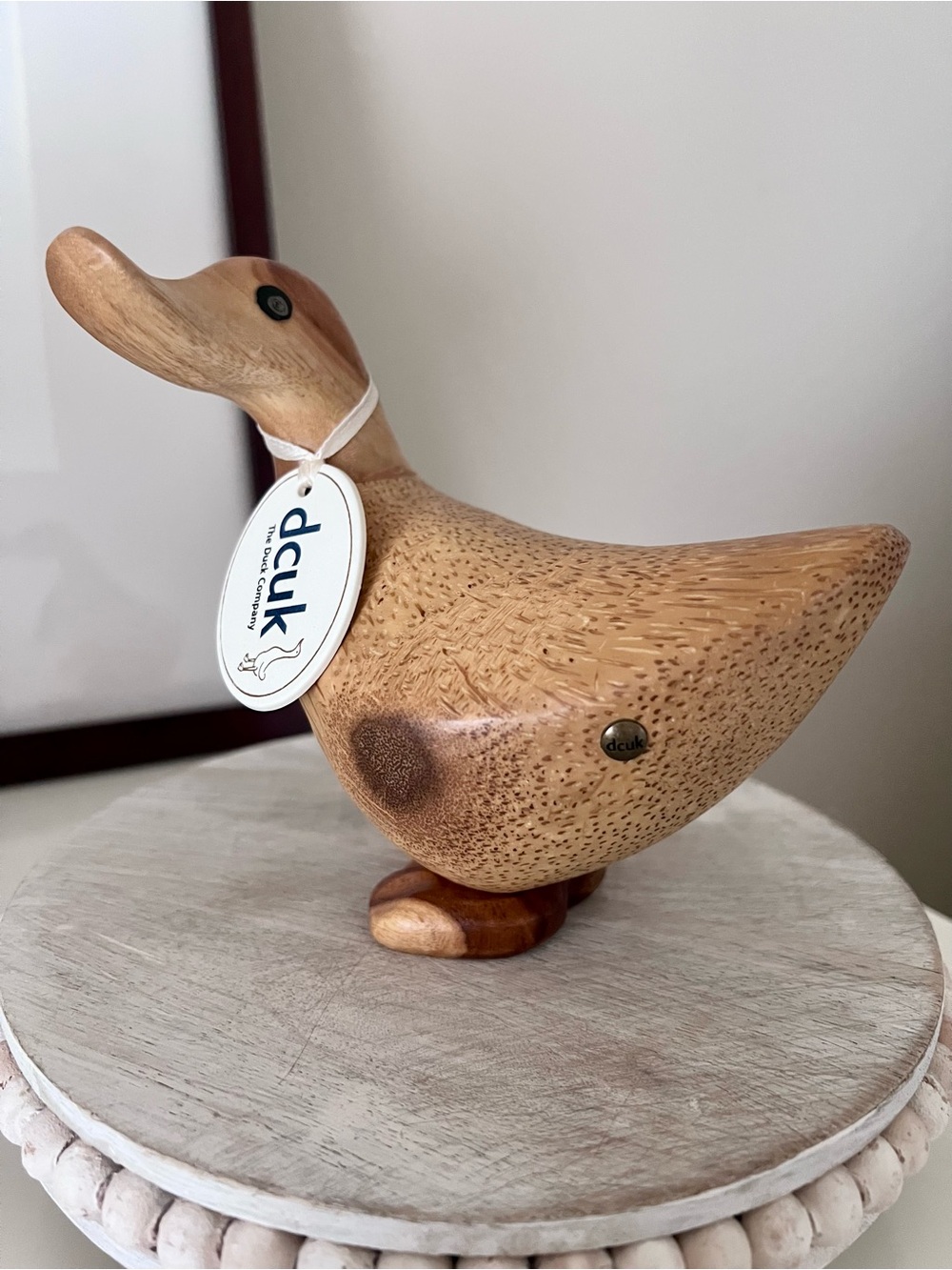 DCUK Brand Wooden Duck Hand-Carved Figurine Decor Wood Duck With Tag